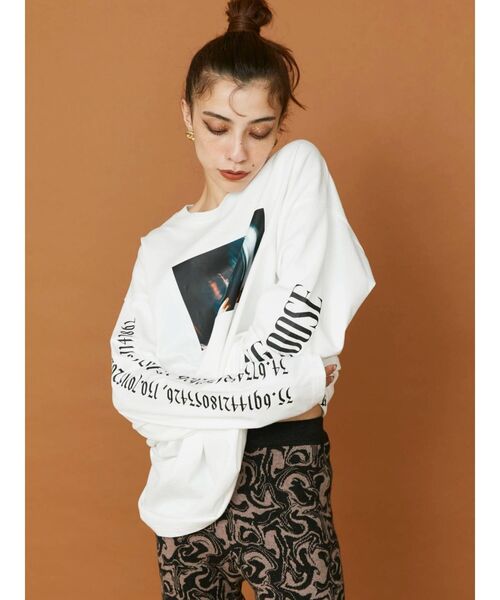 EVRIS(エヴリス)の「HANG LOOSE ロンT(Tシャツ/カットソー・レディース・ホワイト/ブラック・FREE)」の4枚目の写真