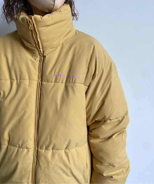 CPCM（シーピーシーエム）の「胸刺繍ボリューム中綿ブルゾン（ダウンジャケット/コート・レディース・ライトグレー/ブラック/マスタード・MEDIUM/LARGE）」の7枚目の写真