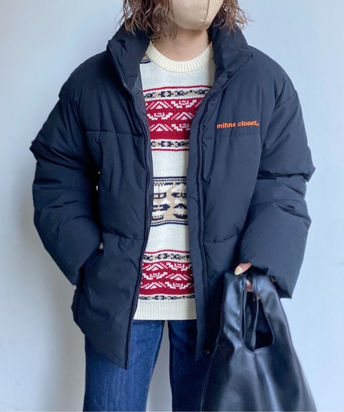 CPCM（シーピーシーエム）の「胸刺繍ボリューム中綿ブルゾン（ダウンジャケット/コート・レディース・ライトグレー/ブラック/マスタード・MEDIUM/LARGE）」の13枚目の写真