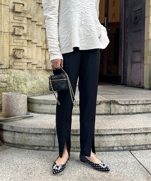 prose verse（プロズヴェール）の「【バックウエストゴム仕様】ハイウエストスリットペンシルパンツ（スラックス・レディース・ブラック・MEDIUM/LARGE/SMALL）」の14枚目の写真