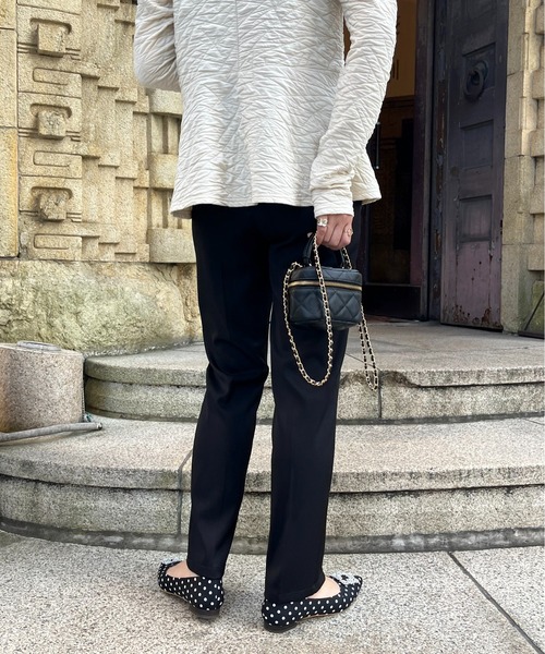 prose verse（プロズヴェール）の「【バックウエストゴム仕様】ハイウエストスリットペンシルパンツ（スラックス・レディース・ブラック・MEDIUM/LARGE/SMALL）」の4枚目の写真