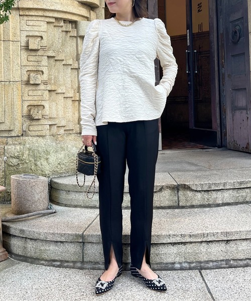 prose verse（プロズヴェール）の「【バックウエストゴム仕様】ハイウエストスリットペンシルパンツ（スラックス・レディース・ブラック・MEDIUM/LARGE/SMALL）」の18枚目の写真