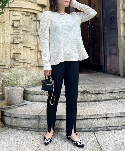 prose verse（プロズヴェール）の「【バックウエストゴム仕様】ハイウエストスリットペンシルパンツ（スラックス・レディース・ブラック・MEDIUM/LARGE/SMALL）」の6枚目の写真