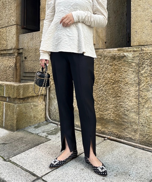 prose verse（プロズヴェール）の「【バックウエストゴム仕様】ハイウエストスリットペンシルパンツ（スラックス・レディース・ブラック・MEDIUM/LARGE/SMALL）」の11枚目の写真