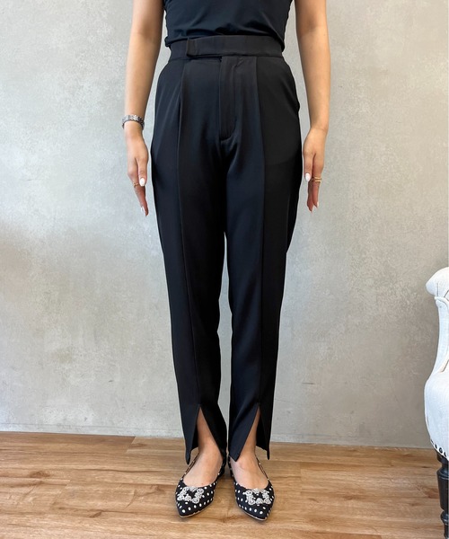 prose verse（プロズヴェール）の「【バックウエストゴム仕様】ハイウエストスリットペンシルパンツ（スラックス・レディース・ブラック・MEDIUM/LARGE/SMALL）」の12枚目の写真