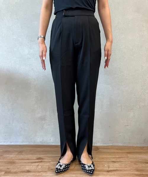 prose verse（プロズヴェール）の「【バックウエストゴム仕様】ハイウエストスリットペンシルパンツ（スラックス・レディース・ブラック・MEDIUM/LARGE/SMALL）」の15枚目の写真