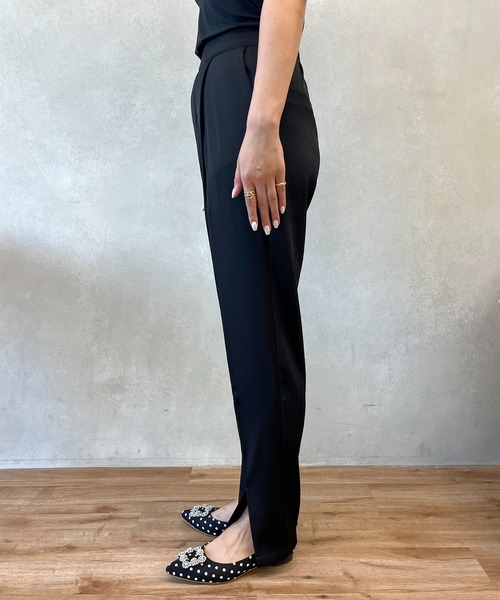 prose verse（プロズヴェール）の「【バックウエストゴム仕様】ハイウエストスリットペンシルパンツ（スラックス・レディース・ブラック・MEDIUM/LARGE/SMALL）」の5枚目の写真