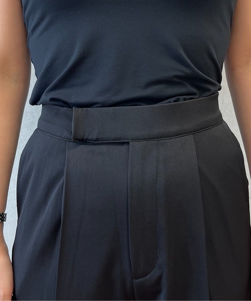 prose verse（プロズヴェール）の「【バックウエストゴム仕様】ハイウエストスリットペンシルパンツ（スラックス・レディース・ブラック・MEDIUM/LARGE/SMALL）」の7枚目の写真