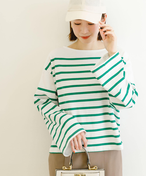 Healthknit（ヘルスニット）の「『別注』Healthknit×URBAN RESEARCH　パネルボーダートップス（Tシャツ/カットソー・レディース・ブルー/ピンク/グリーン/オレンジ・-）」の5枚目の写真