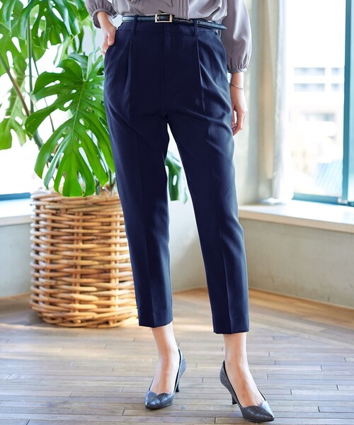 【ダブルクロス】【洗える】テーパードパンツ（スラックス）｜Tiaclasse（ティアクラッセ）