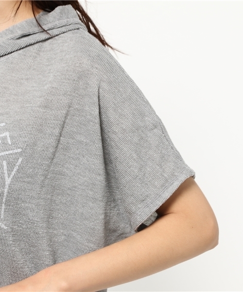 AZUL by moussy（アズールバイマウジー）の「32/-TR変形天竺ドルマンフーディPO（Tシャツ/カットソー・レディース・オフホワイト/トップグレー/ネイビー・SMALL/MEDIUM）」の9枚目の写真