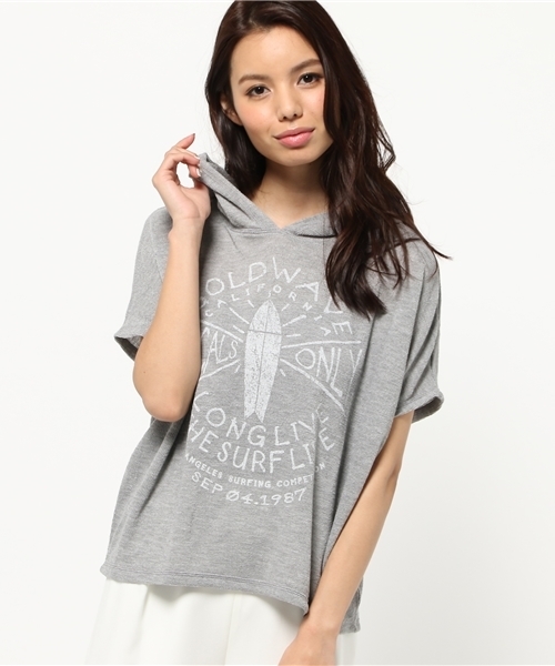 AZUL by moussy（アズールバイマウジー）の「32/-TR変形天竺ドルマンフーディPO（Tシャツ/カットソー・レディース・オフホワイト/トップグレー/ネイビー・SMALL/MEDIUM）」の13枚目の写真