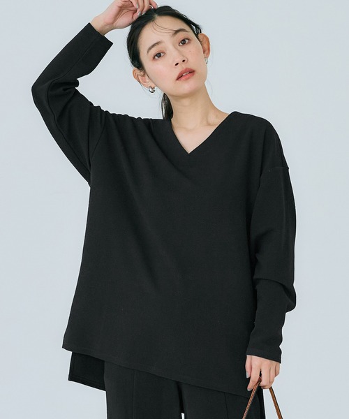 Tシャツ・カットソー IONSEOUL Force v-neck nylon over sweatshirt BJ153 エンボスVネックプルオーバー（Tシャツ/カットソー）｜coca
