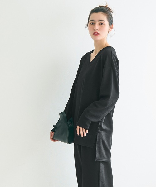 coca（coca）（コカ）の「エンボスVネックプルオーバー（Tシャツ/カットソー・レディース・ライトグレー/ブラック/ライトベージュ・M/L/S）」の14枚目の写真