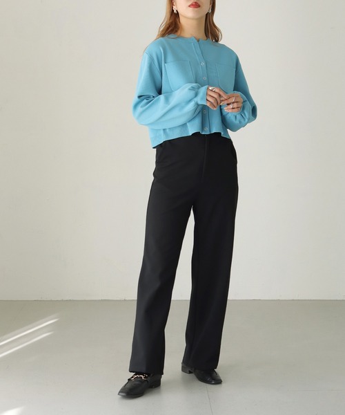 HER CLOSET（ハークローゼット）の「【shemoshelly】ポケットスウェットライクニットカーディガン ショート丈（カーディガン/ボレロ・レディース・ホワイト/ブラック/サックスブルー/オレンジ/グリーン・M）」の20枚目の写真