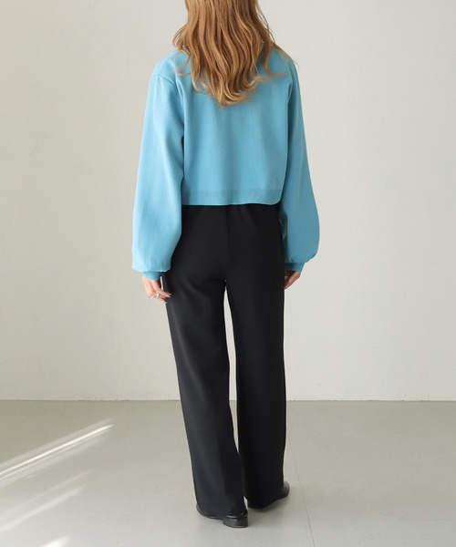 HER CLOSET（ハークローゼット）の「【shemoshelly】ポケットスウェットライクニットカーディガン ショート丈（カーディガン/ボレロ・レディース・ホワイト/ブラック/サックスブルー/オレンジ/グリーン・M）」の21枚目の写真