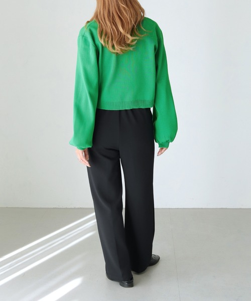 HER CLOSET（ハークローゼット）の「【shemoshelly】ポケットスウェットライクニットカーディガン ショート丈（カーディガン/ボレロ・レディース・ホワイト/ブラック/サックスブルー/オレンジ/グリーン・M）」の11枚目の写真