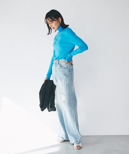 earthy(アーシー)の「earthy_/オーガニックコットンテレコタートル(Tシャツ/カットソー・レディース・ホワイト/ブラック/ブルー・FREE)」の14枚目の写真