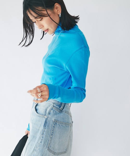earthy(アーシー)の「earthy_/オーガニックコットンテレコタートル(Tシャツ/カットソー・レディース・ホワイト/ブラック/ブルー・FREE)」の5枚目の写真