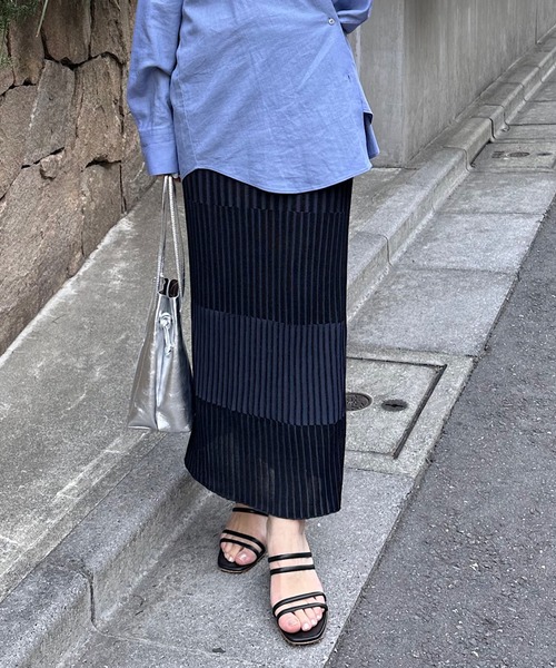 【OT】ボーダーリブタイトスカート