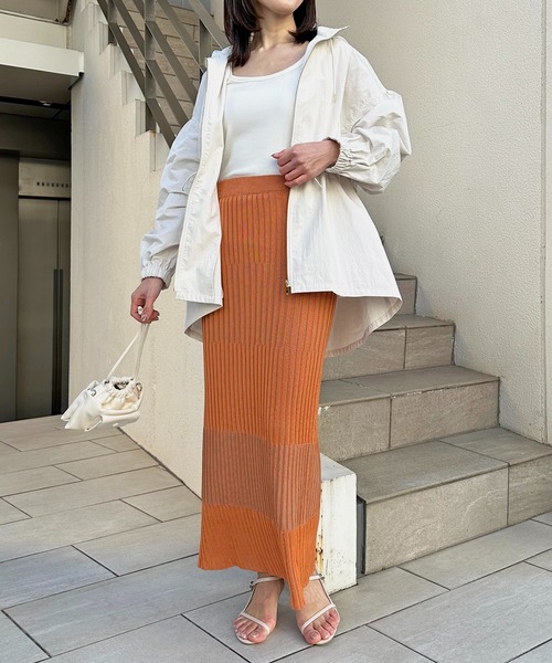 【OT】ボーダーリブタイトスカート