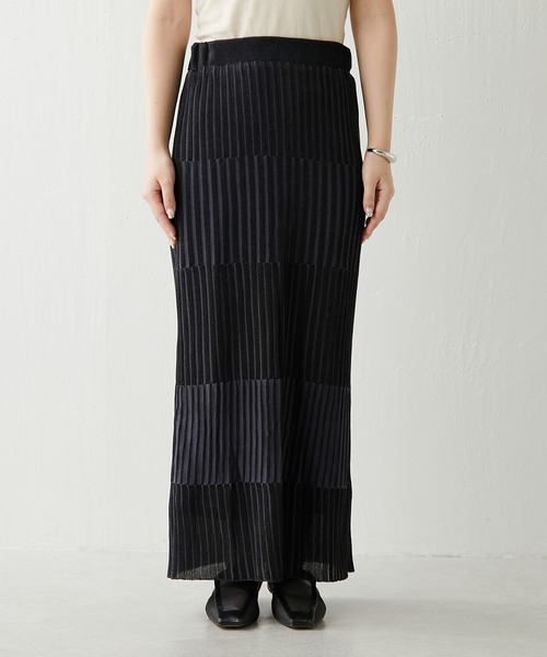 【OT】ボーダーリブタイトスカート