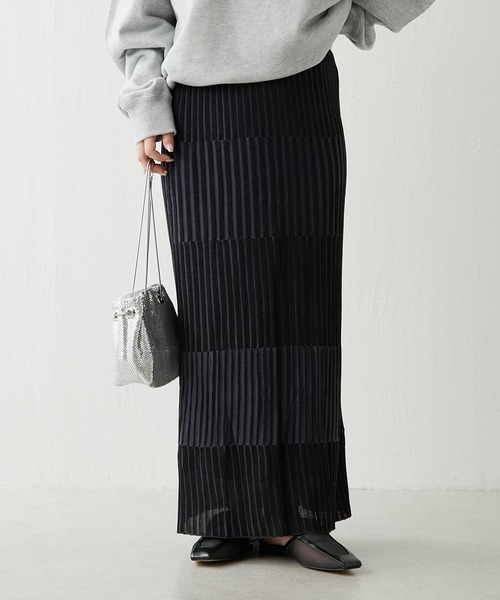 【OT】ボーダーリブタイトスカート