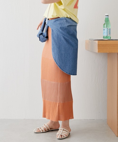 【OT】ボーダーリブタイトスカート