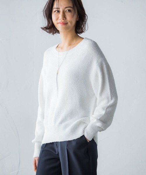 LAUTREAMONT(ロートレアモン)の「【洗えるニット】カールヤーンニットプルオーバー(ニット/セーター・レディース・ホワイト/ピンク/グリーン/ネイビー・9号)」の6枚目の写真