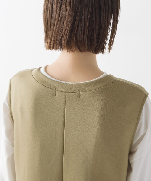 OMNES（オムネス）の「ソフトダンボールウエストドローコードワンピース（ワンピース・レディース・オリーブ/ピンク/アイボリー/ブラック・FREE）」の6枚目の写真