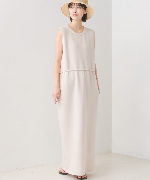 OMNES（オムネス）の「ソフトダンボールウエストドローコードワンピース（ワンピース・レディース・オリーブ/ピンク/アイボリー/ブラック・FREE）」の10枚目の写真