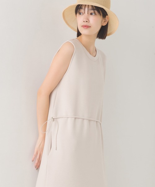 OMNES（オムネス）の「ソフトダンボールウエストドローコードワンピース（ワンピース・レディース・オリーブ/ピンク/アイボリー/ブラック・FREE）」の14枚目の写真