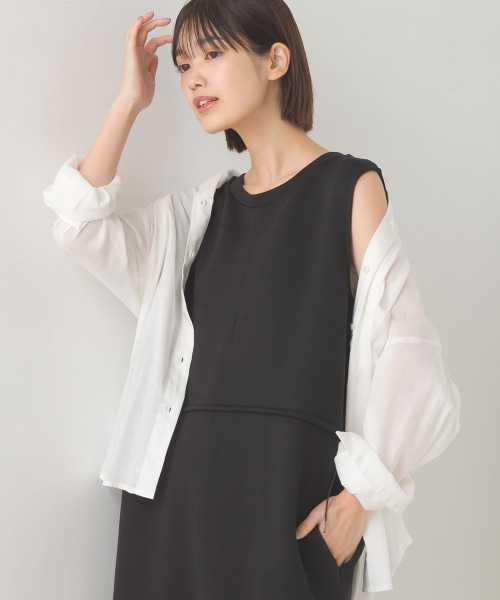 OMNES（オムネス）の「ソフトダンボールウエストドローコードワンピース（ワンピース・レディース・オリーブ/ピンク/アイボリー/ブラック・FREE）」の20枚目の写真