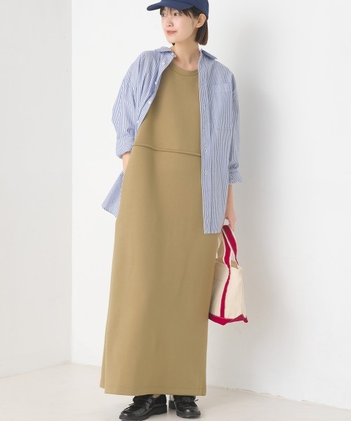 OMNES（オムネス）の「ソフトダンボールウエストドローコードワンピース（ワンピース・レディース・オリーブ/ピンク/アイボリー/ブラック・FREE）」の22枚目の写真