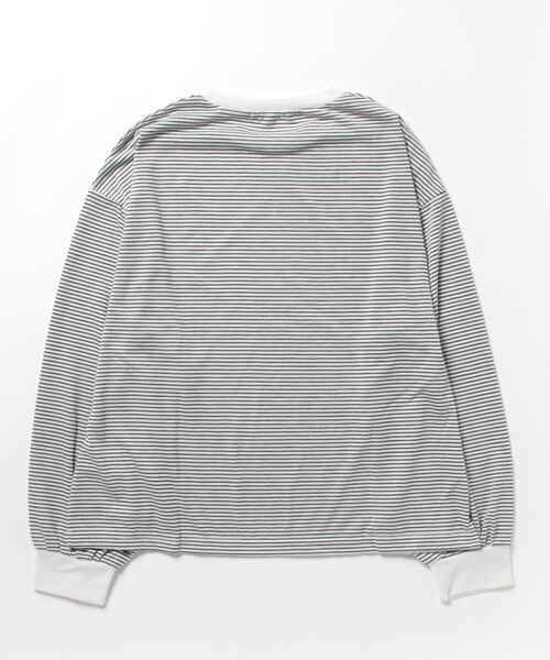 ehka sopo(エヘカソポ)の「細ボーダーロンT(Tシャツ/カットソー・レディース・オフホワイト/ネイビー/ピンク・フリ-)」の16枚目の写真