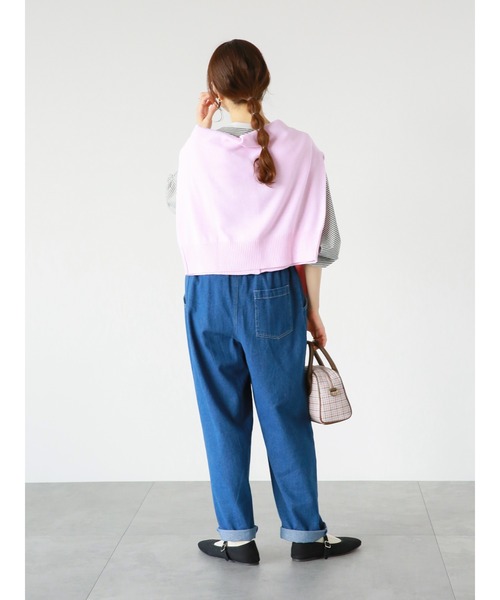 ehka sopo(エヘカソポ)の「細ボーダーロンT(Tシャツ/カットソー・レディース・オフホワイト/ネイビー/ピンク・フリ-)」の17枚目の写真