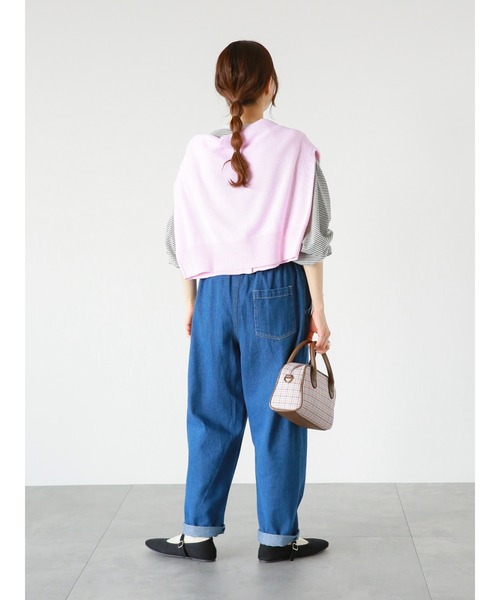 ehka sopo(エヘカソポ)の「細ボーダーロンT(Tシャツ/カットソー・レディース・オフホワイト/ネイビー/ピンク・フリ-)」の15枚目の写真