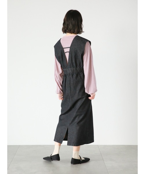 ehka sopo(エヘカソポ)の「細ボーダーロンT(Tシャツ/カットソー・レディース・オフホワイト/ネイビー/ピンク・フリ-)」の6枚目の写真