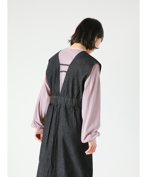 ehka sopo(エヘカソポ)の「細ボーダーロンT(Tシャツ/カットソー・レディース・オフホワイト/ネイビー/ピンク・フリ-)」の14枚目の写真