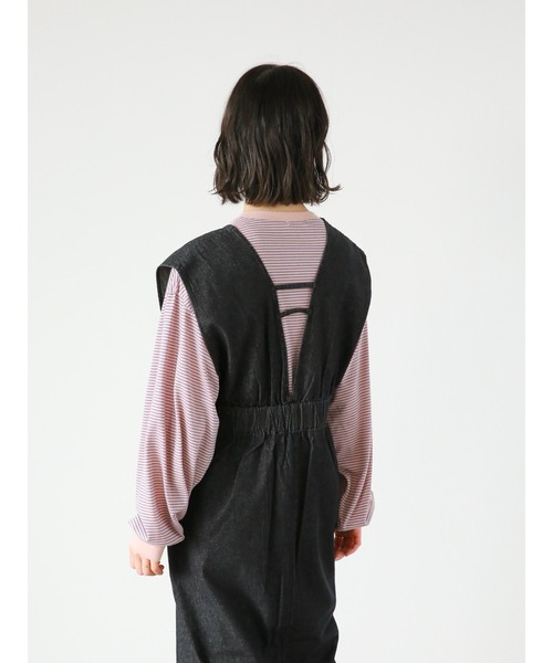 ehka sopo(エヘカソポ)の「細ボーダーロンT(Tシャツ/カットソー・レディース・オフホワイト/ネイビー/ピンク・フリ-)」の19枚目の写真