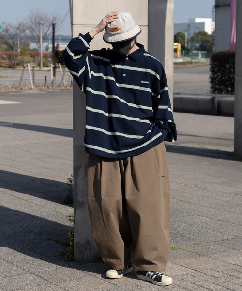 Perushu（ペルーシュ）の「レトロカノコボーダーポロ（ポロシャツ・メンズ・ピンク系その他/ブラック/ネイビー・MEDIUM/LARGE）」の8枚目の写真