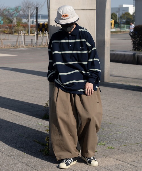 Perushu（ペルーシュ）の「レトロカノコボーダーポロ（ポロシャツ・メンズ・ピンク系その他/ブラック/ネイビー・MEDIUM/LARGE）」の9枚目の写真