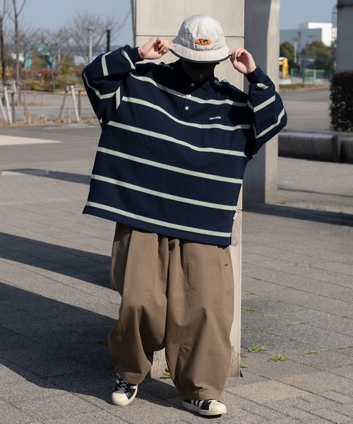 Perushu（ペルーシュ）の「レトロカノコボーダーポロ（ポロシャツ・メンズ・ピンク系その他/ブラック/ネイビー・MEDIUM/LARGE）」の11枚目の写真