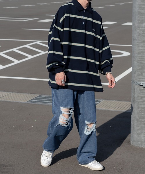 Perushu（ペルーシュ）の「レトロカノコボーダーポロ（ポロシャツ・メンズ・ピンク系その他/ブラック/ネイビー・MEDIUM/LARGE）」の17枚目の写真