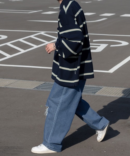 Perushu（ペルーシュ）の「レトロカノコボーダーポロ（ポロシャツ・メンズ・ピンク系その他/ブラック/ネイビー・MEDIUM/LARGE）」の18枚目の写真