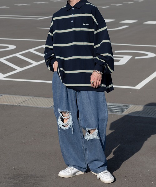 Perushu（ペルーシュ）の「レトロカノコボーダーポロ（ポロシャツ・メンズ・ピンク系その他/ブラック/ネイビー・MEDIUM/LARGE）」の16枚目の写真