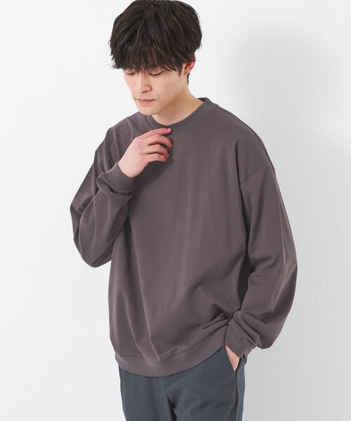 green label relaxing(グリーンレーベルリラクシング)の「ハイゲージ スウェット クルーネック ロングスリーブ トップス(Tシャツ/カットソー・メンズ・ライトブルー/オフホワイト/ダークブラウン/ダークグリーン・M/L/S/XL)」の1枚目の写真