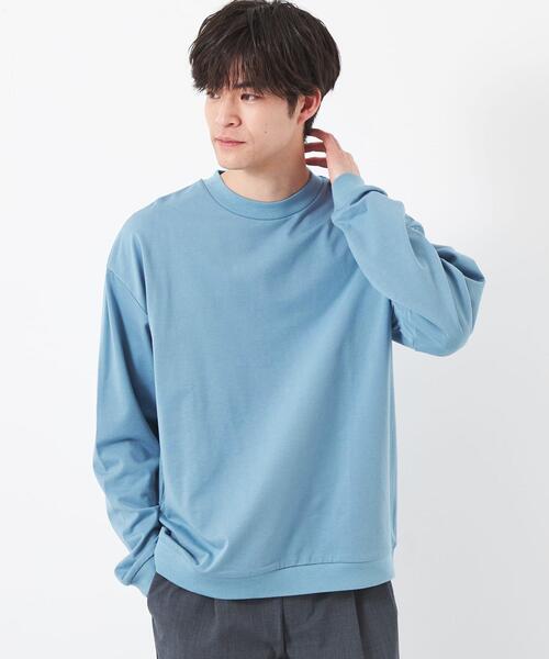 green label relaxing(グリーンレーベルリラクシング)の「ハイゲージ スウェット クルーネック ロングスリーブ トップス(Tシャツ/カットソー・メンズ・ライトブルー/オフホワイト/ダークブラウン/ダークグリーン・M/L/S/XL)」の4枚目の写真