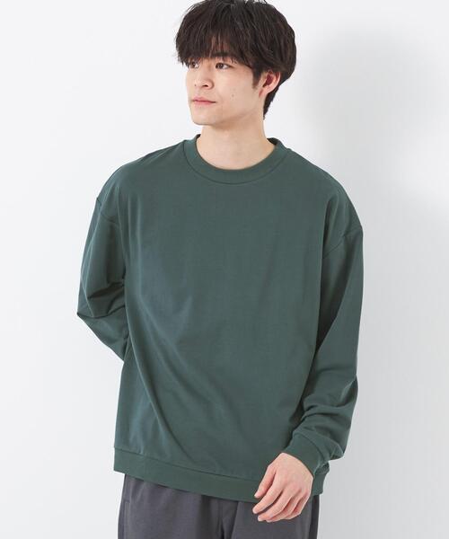 green label relaxing(グリーンレーベルリラクシング)の「ハイゲージ スウェット クルーネック ロングスリーブ トップス(Tシャツ/カットソー・メンズ・ライトブルー/オフホワイト/ダークブラウン/ダークグリーン・M/L/S/XL)」の3枚目の写真