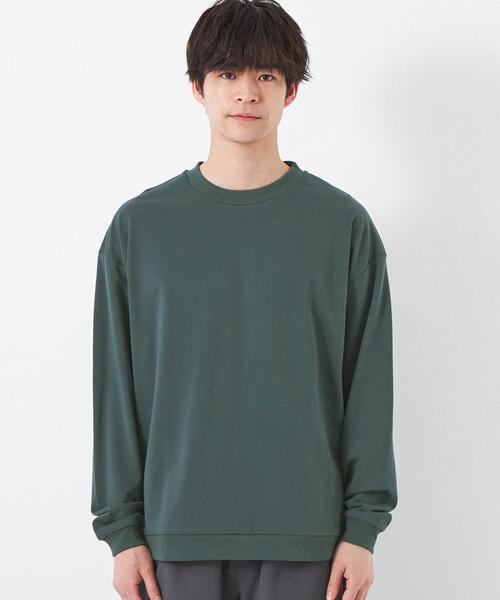 green label relaxing(グリーンレーベルリラクシング)の「ハイゲージ スウェット クルーネック ロングスリーブ トップス(Tシャツ/カットソー・メンズ・ライトブルー/オフホワイト/ダークブラウン/ダークグリーン・M/L/S/XL)」の9枚目の写真